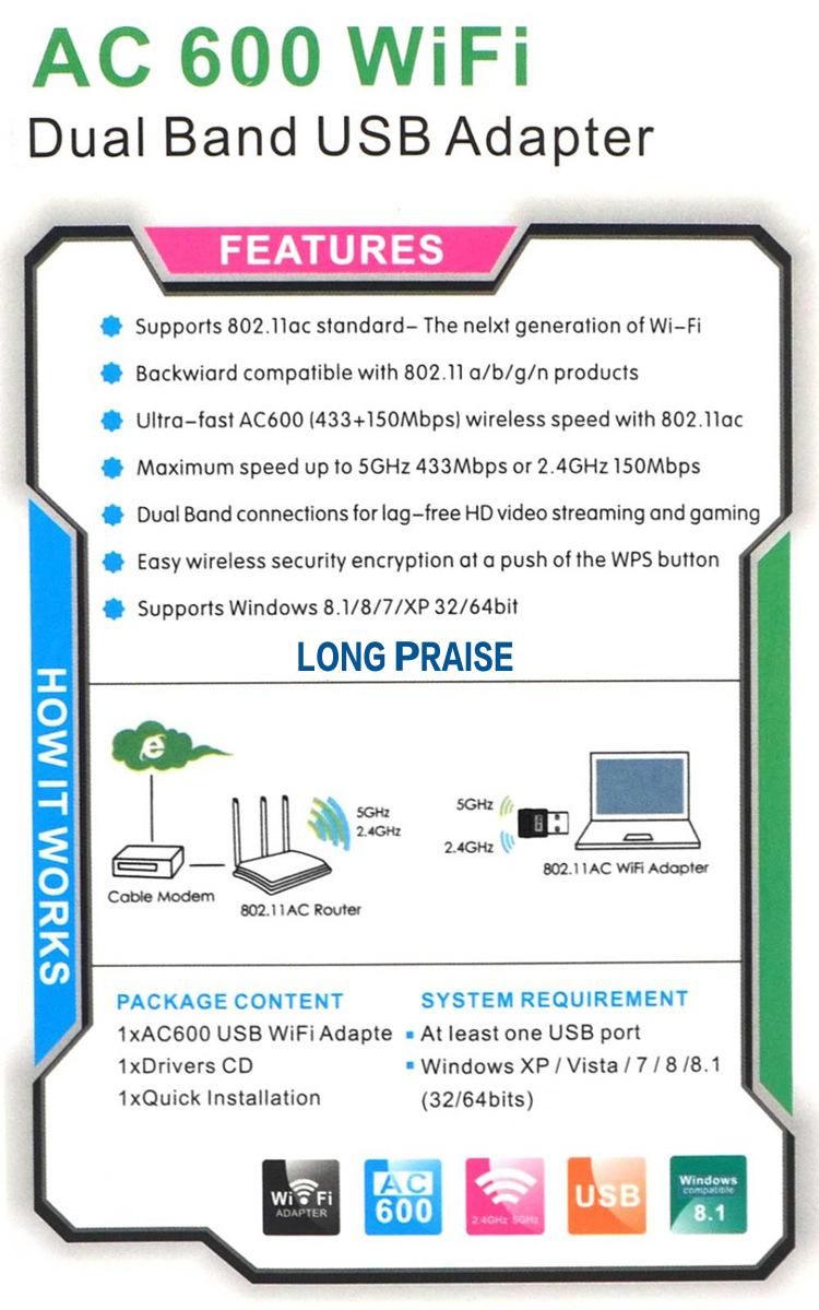 Fully compatible win mac OS wifi 5g usb antenna