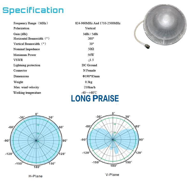 Transparent 3db 800-2500mhz Celling Antenna