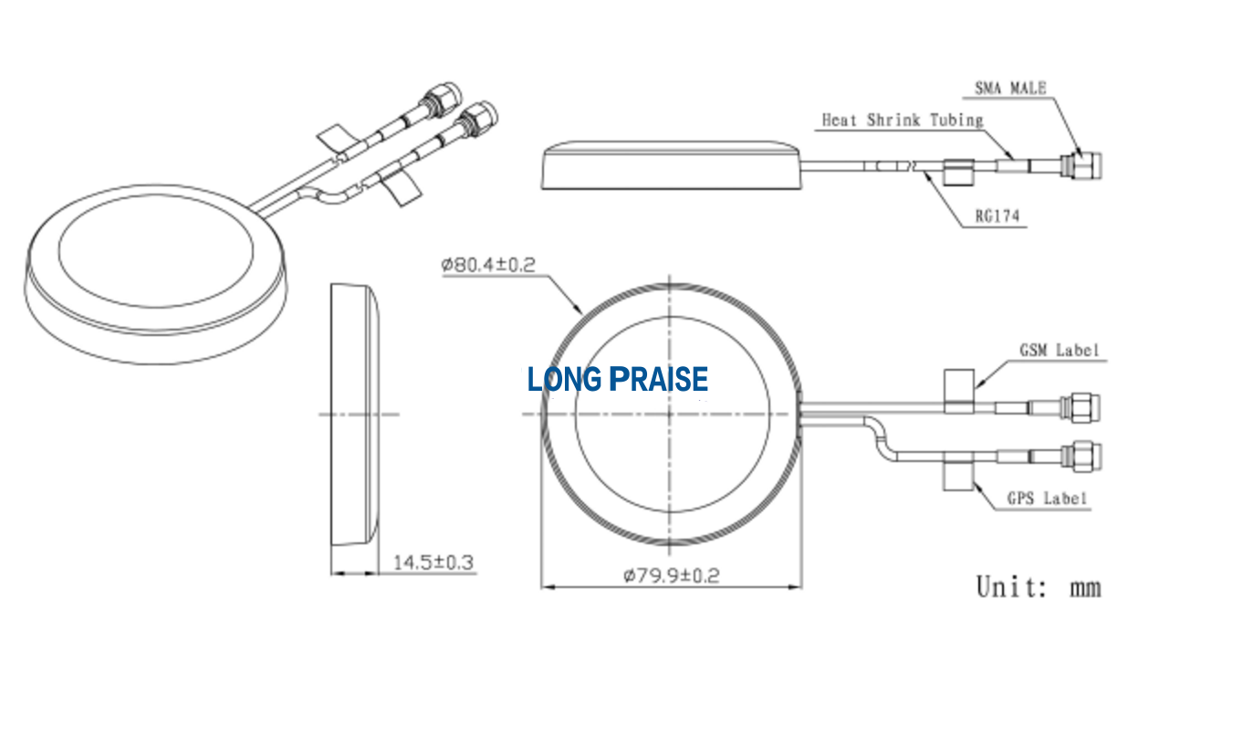 GPS and GSM combination antenna for car